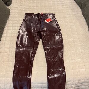 Shiny Burgundy Leather Pants